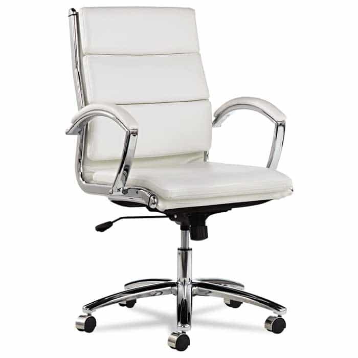 Alera Neratoli Mid Back Swivel Tilt Chair White Faux Leather