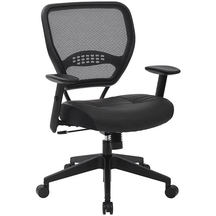 SPACE Seating Professional AirGrid Dark Back and Padded Black Eco Leather Seat